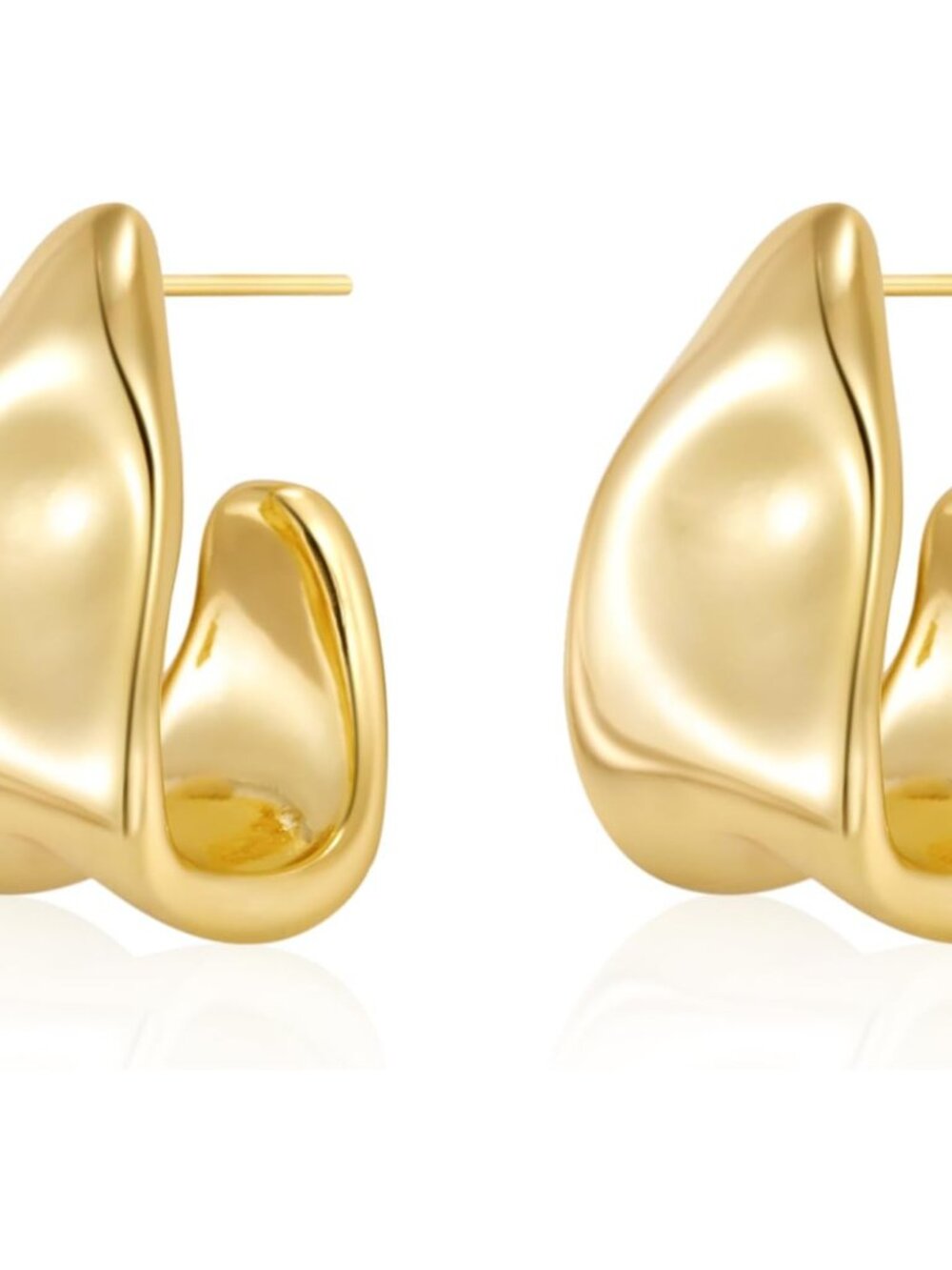 Chunky Gold Stud Earrings for Women 14k Gold Plated Hypoallergenic Earrings Stat